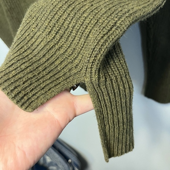 Madewell Thompson Pocket Pullover Sweater Dark Olive Green Oversized Ribbed M - Picture 8 of 11